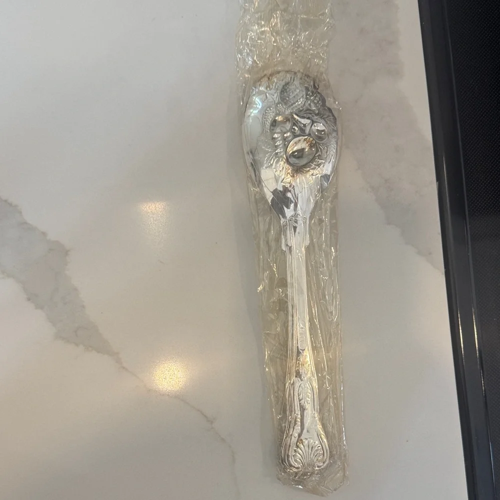 Silverplated Ornate Serving Spoon Set - Floral Motif